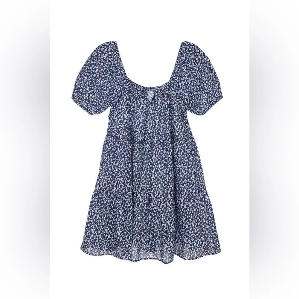 LACAUSA x Anthropologie Playa Boho Flowy Mini Dress in Blue Magic Mushroom - Picture 7 of 10